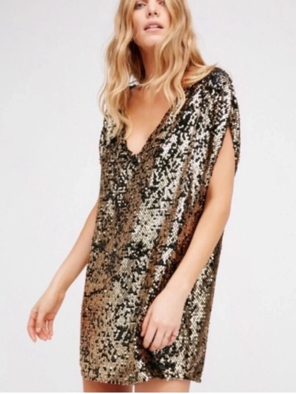 free people black and gold dress Vintage Summer Boho Black & Gold Floral Embroidered Midi Dress Selected by Love Rocks Vintage